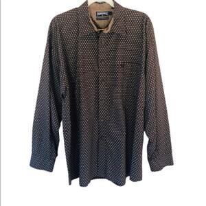 Panhandle Mens Slim Brown Print Button Down Shirt Large